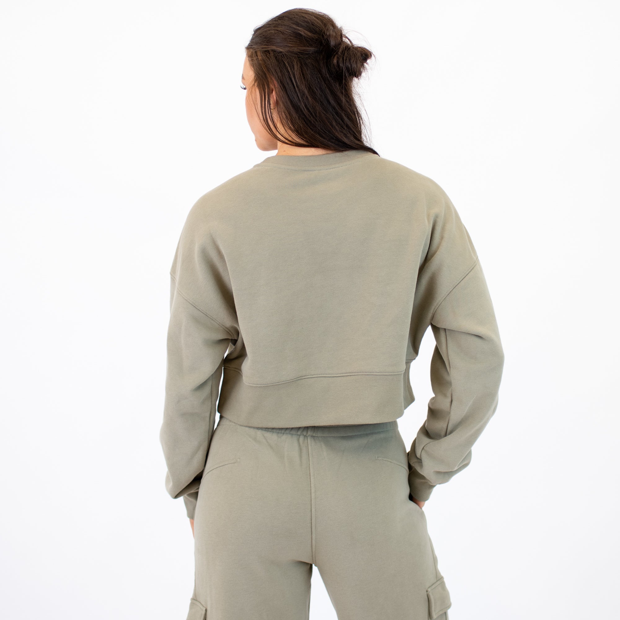 Affinity Crop Crewneck Sweatshirt - Silver Sage -2