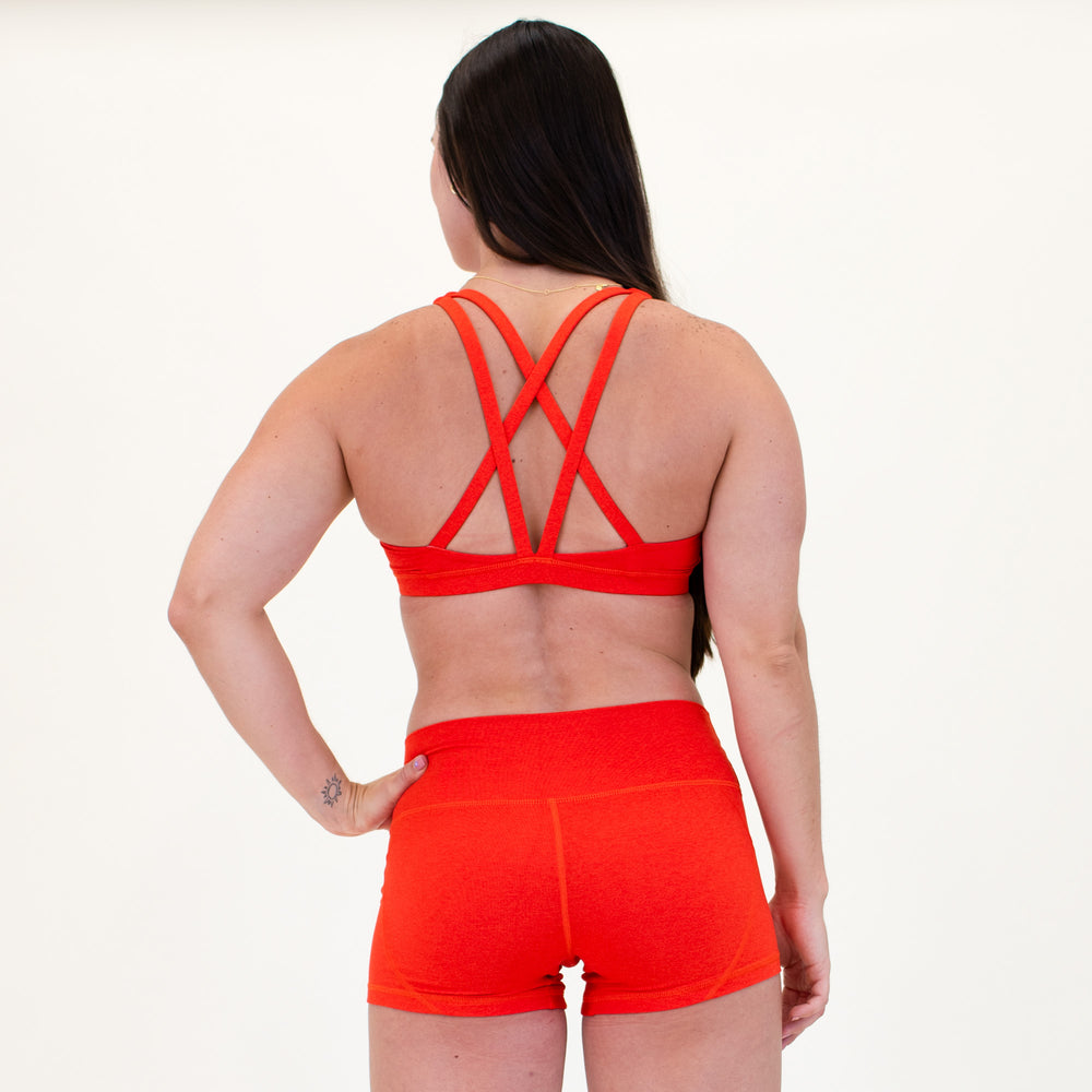 Heather Tangerine Tango Sports Bra - Isla Scoop Neck