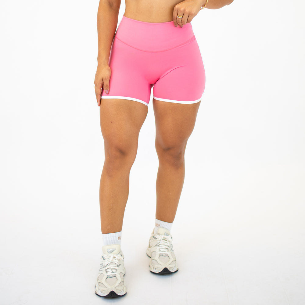 Rosy Future/White Retro Spandex Shorts -1
