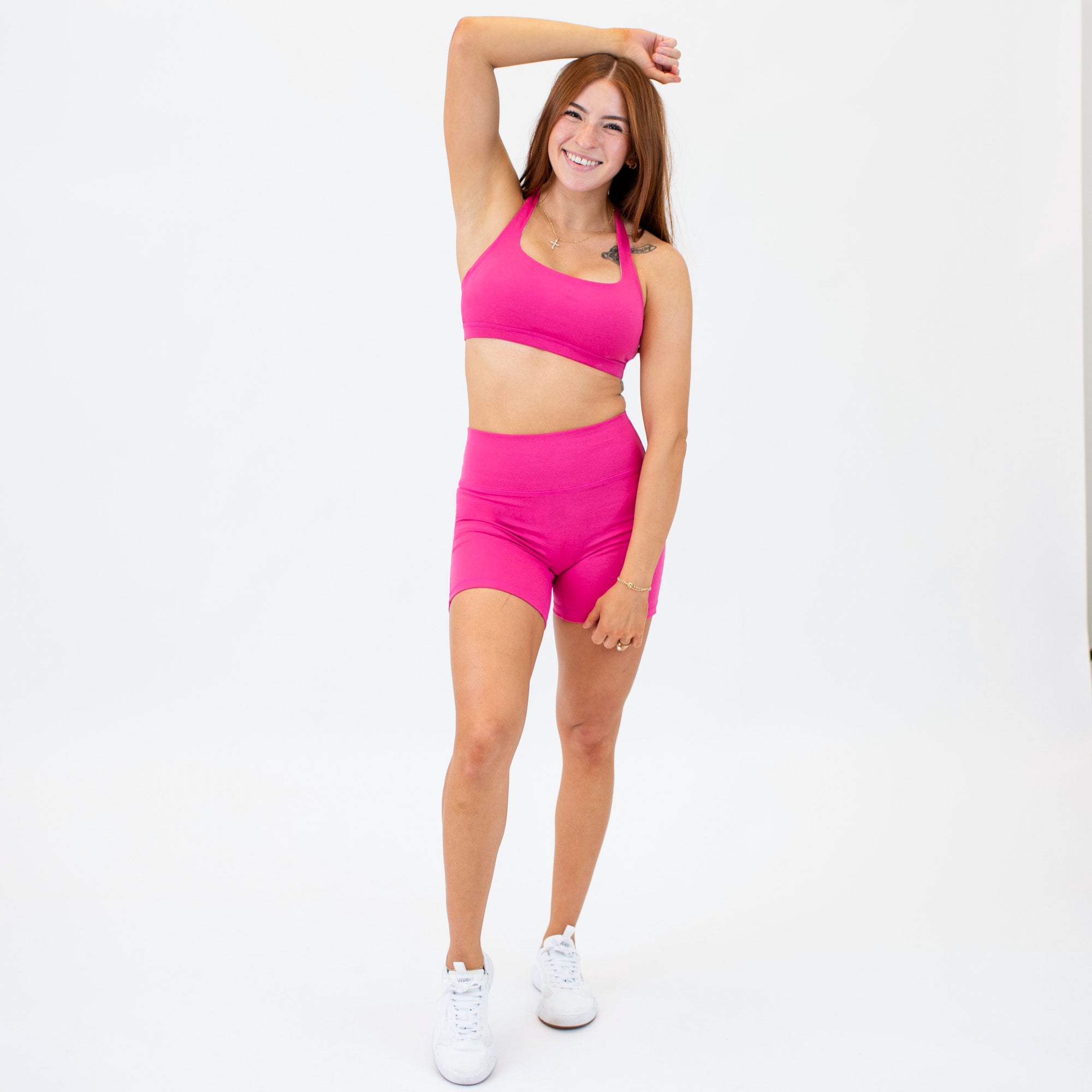 Heather Pink Peacock Halter Bra - Light Support
