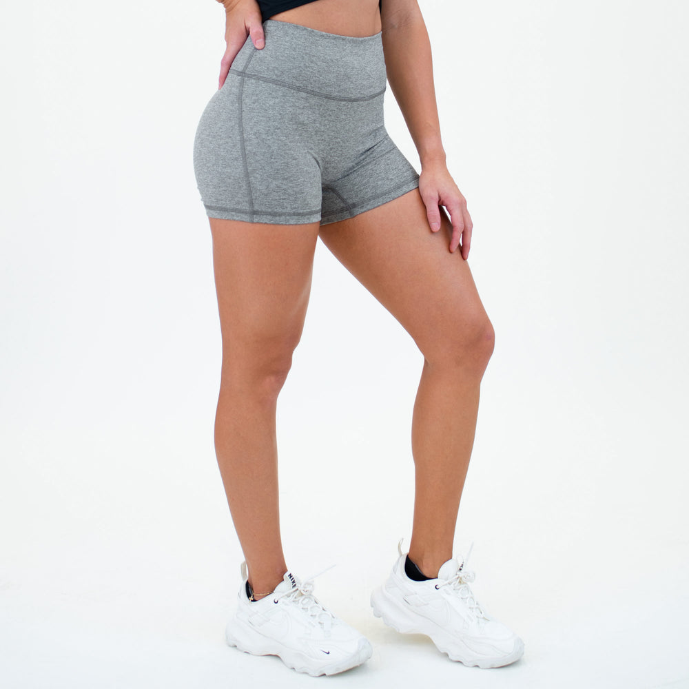 Heather Granite Gray No Front Seam High Rise Spandex Shorts