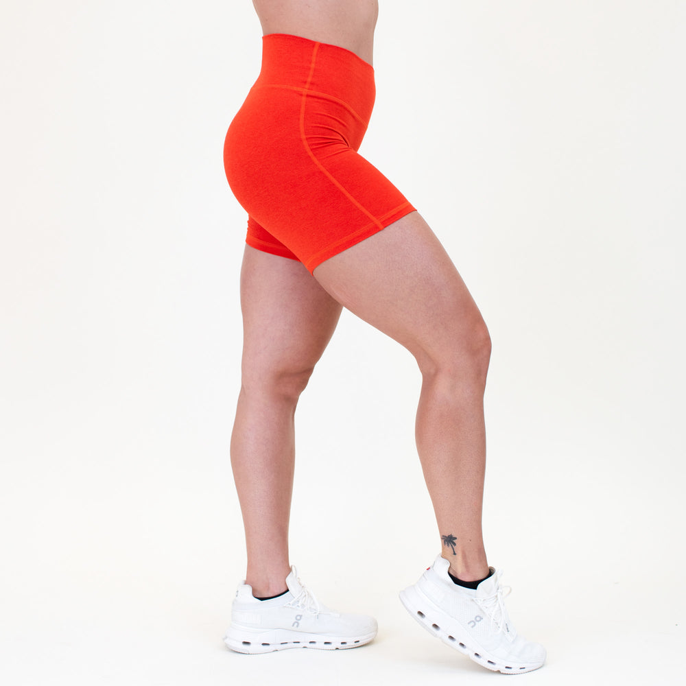 Heather Tangerine Tango No Front Seam Spandex Shorts