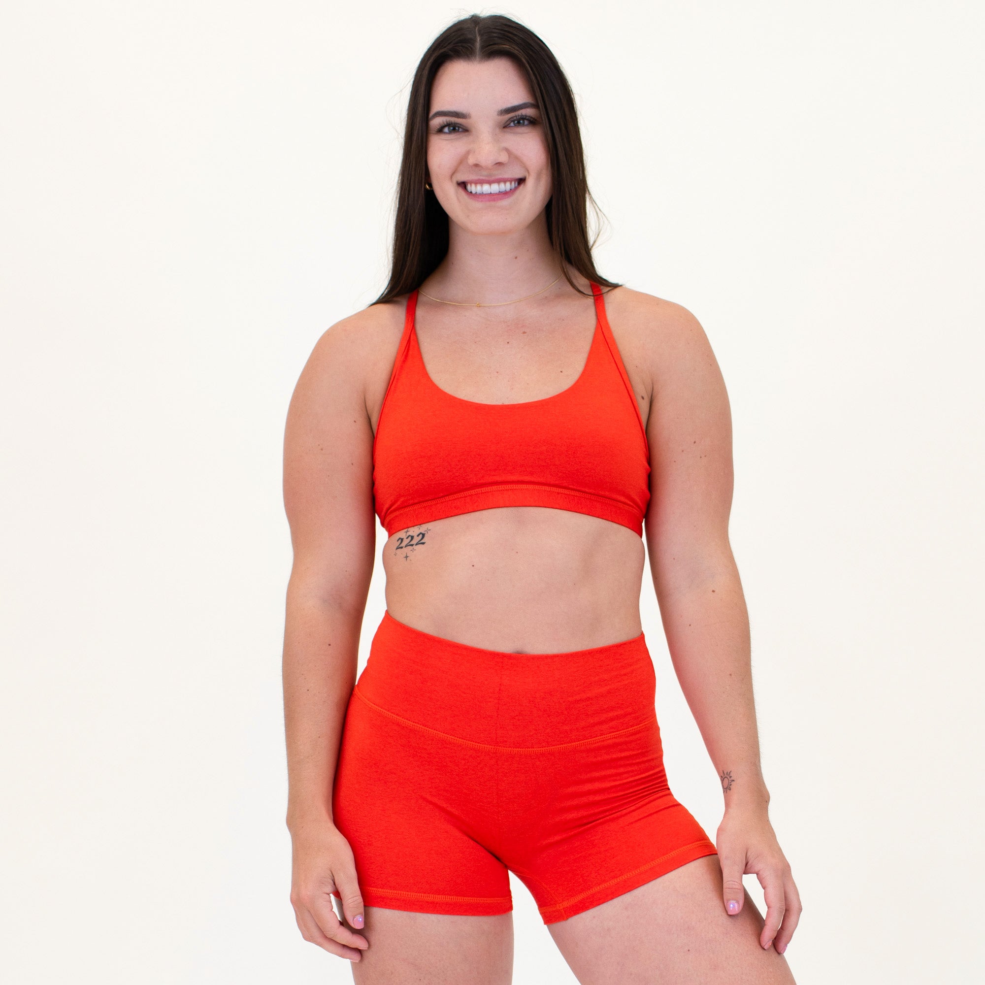 Racerback Sports Bra - Cami in Heather Tangerine Tango