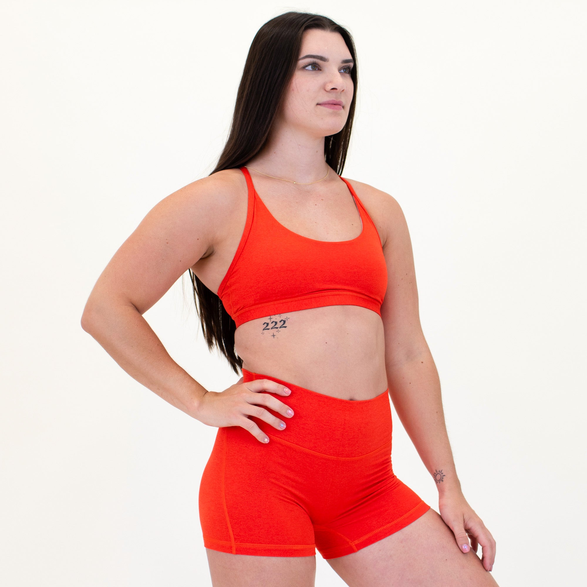 Racerback Sports Bra - Cami in Heather Tangerine Tango