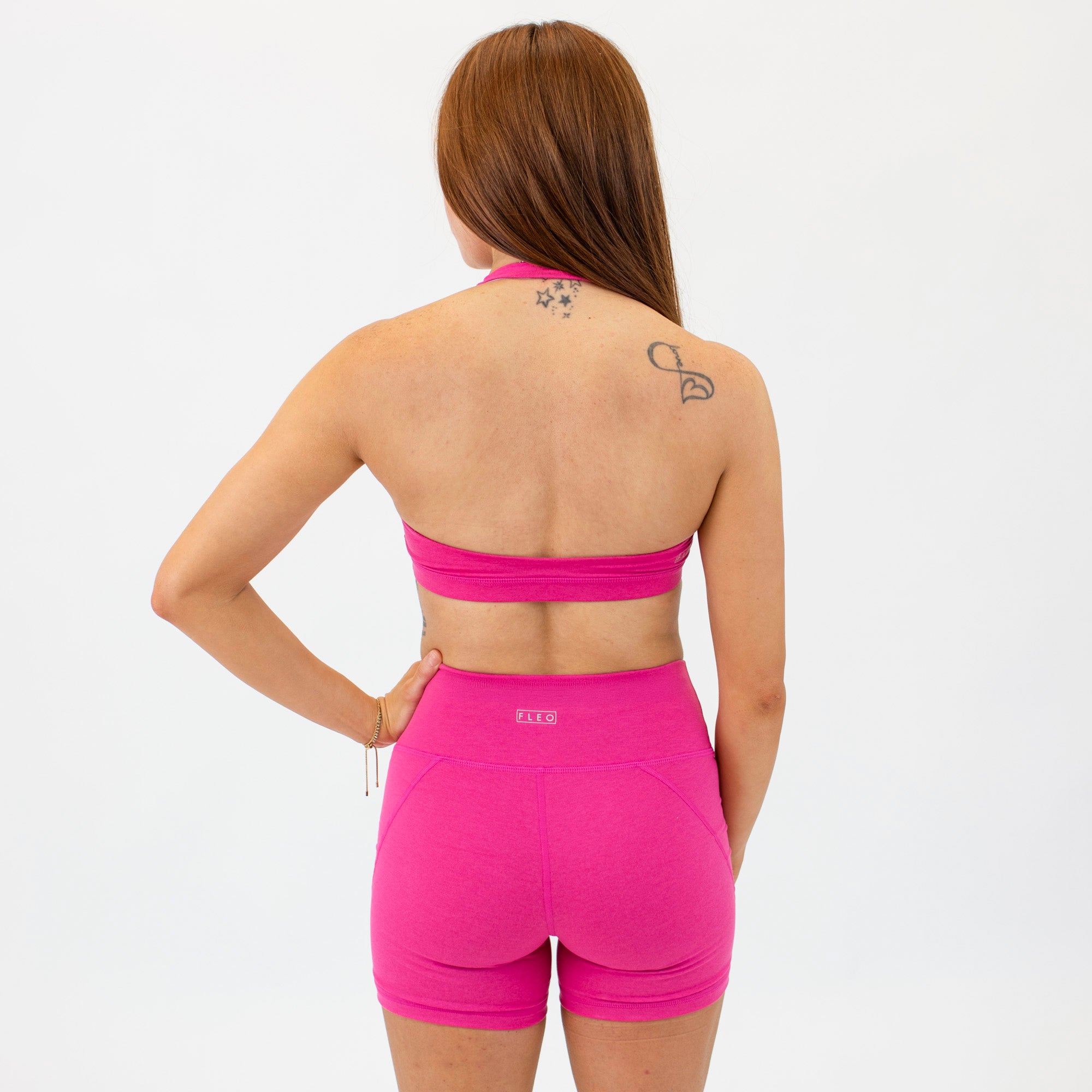 Heather Pink Peacock Halter Bra - Light Support