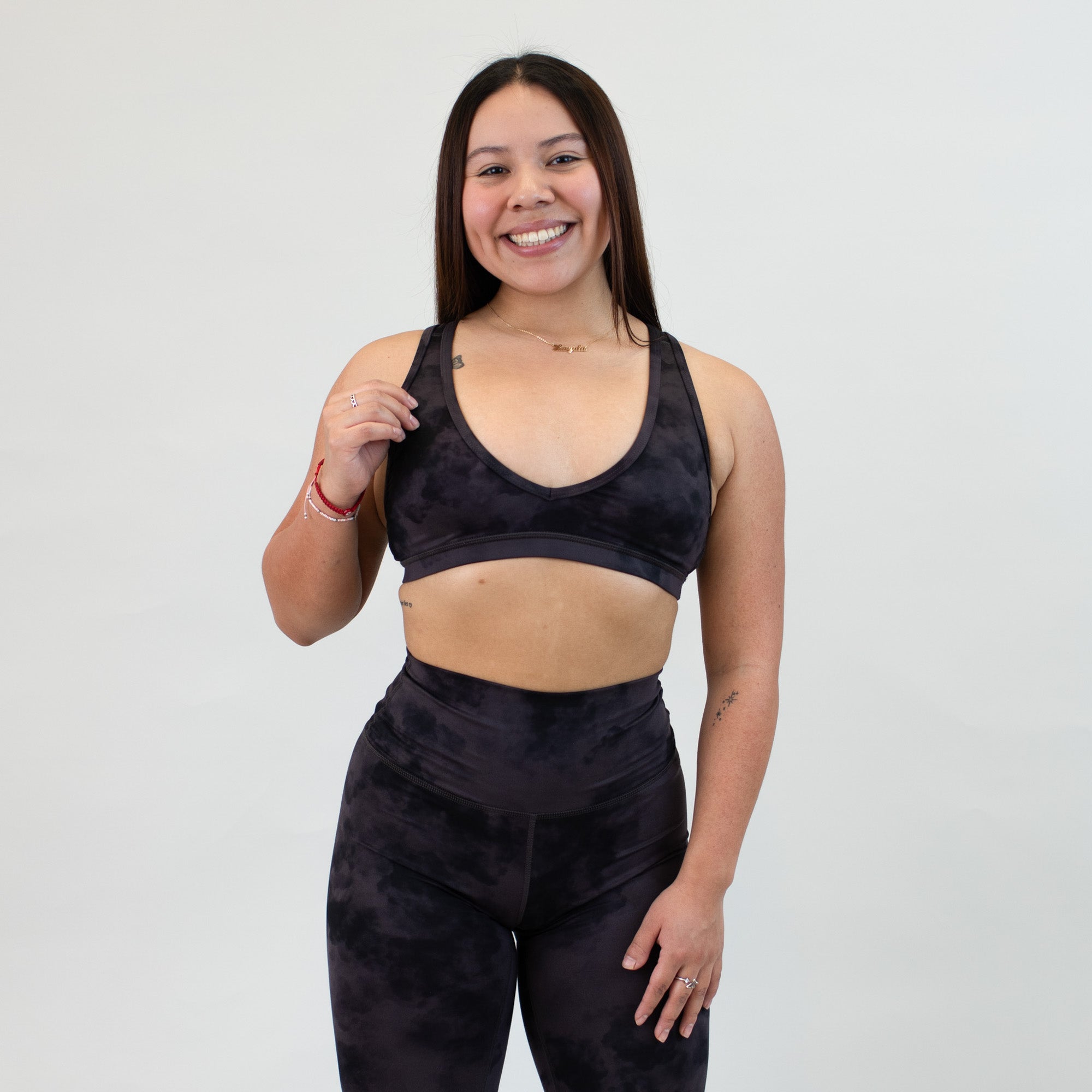 Shale Clouds V Back Sports Bra - VaVaVoom 