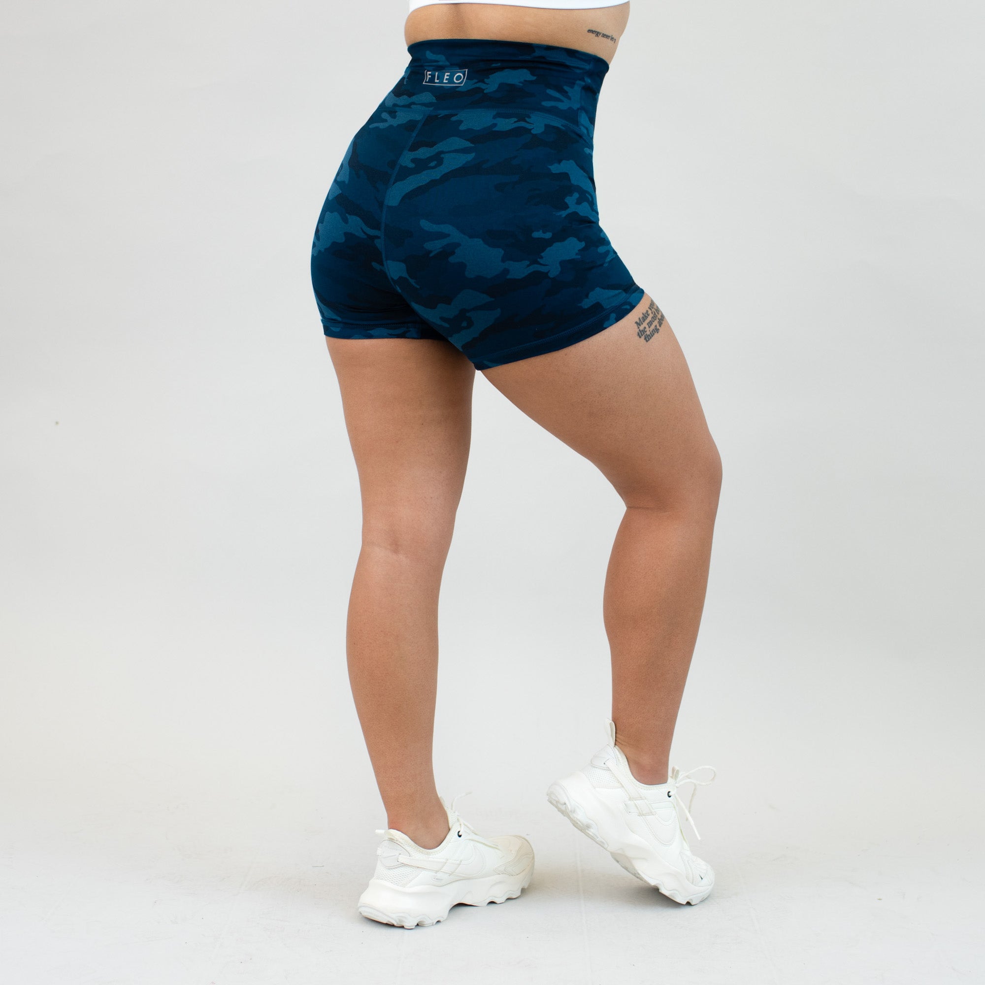 Heather Sailor Blue Camo High Rise Spandex Shorts