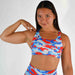 Red White Blue Scoop Neck Sports Bra - Isla 