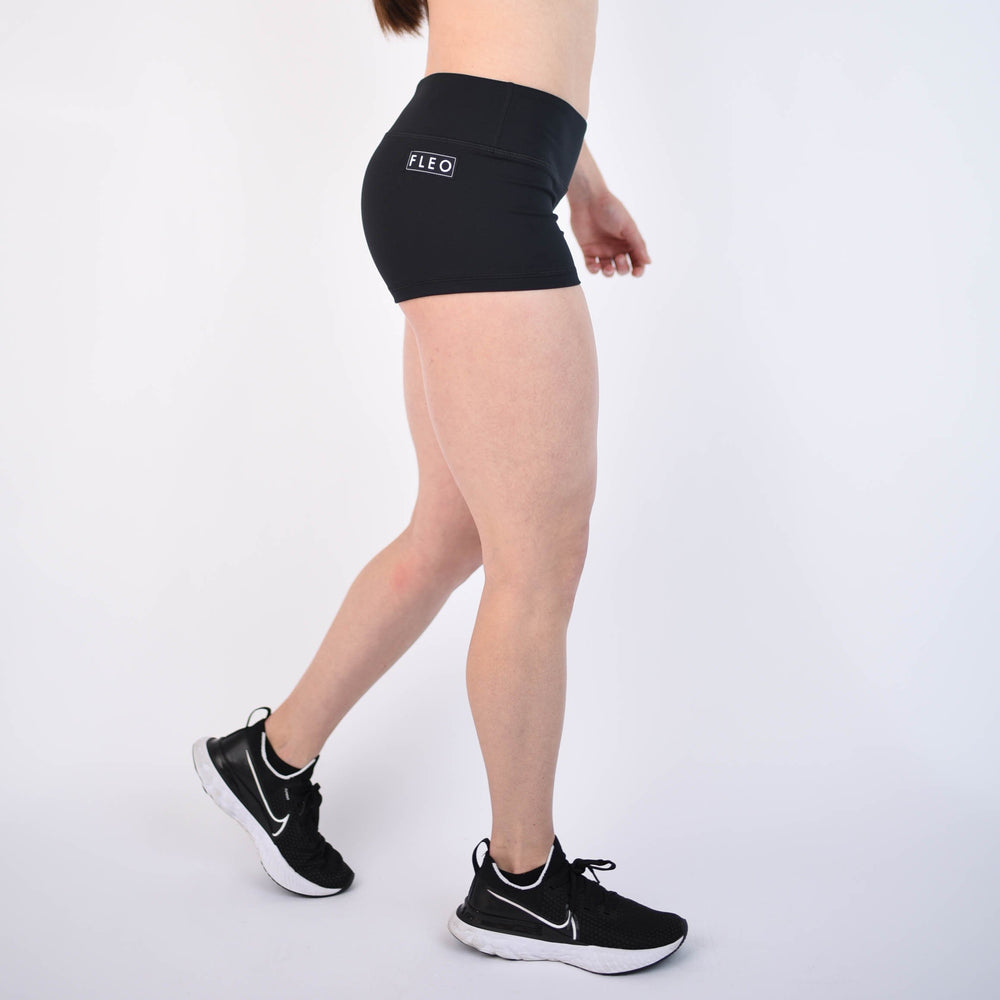 Black Classic Athletic Shorts, Mid Rise Shorts in Original by FLEO