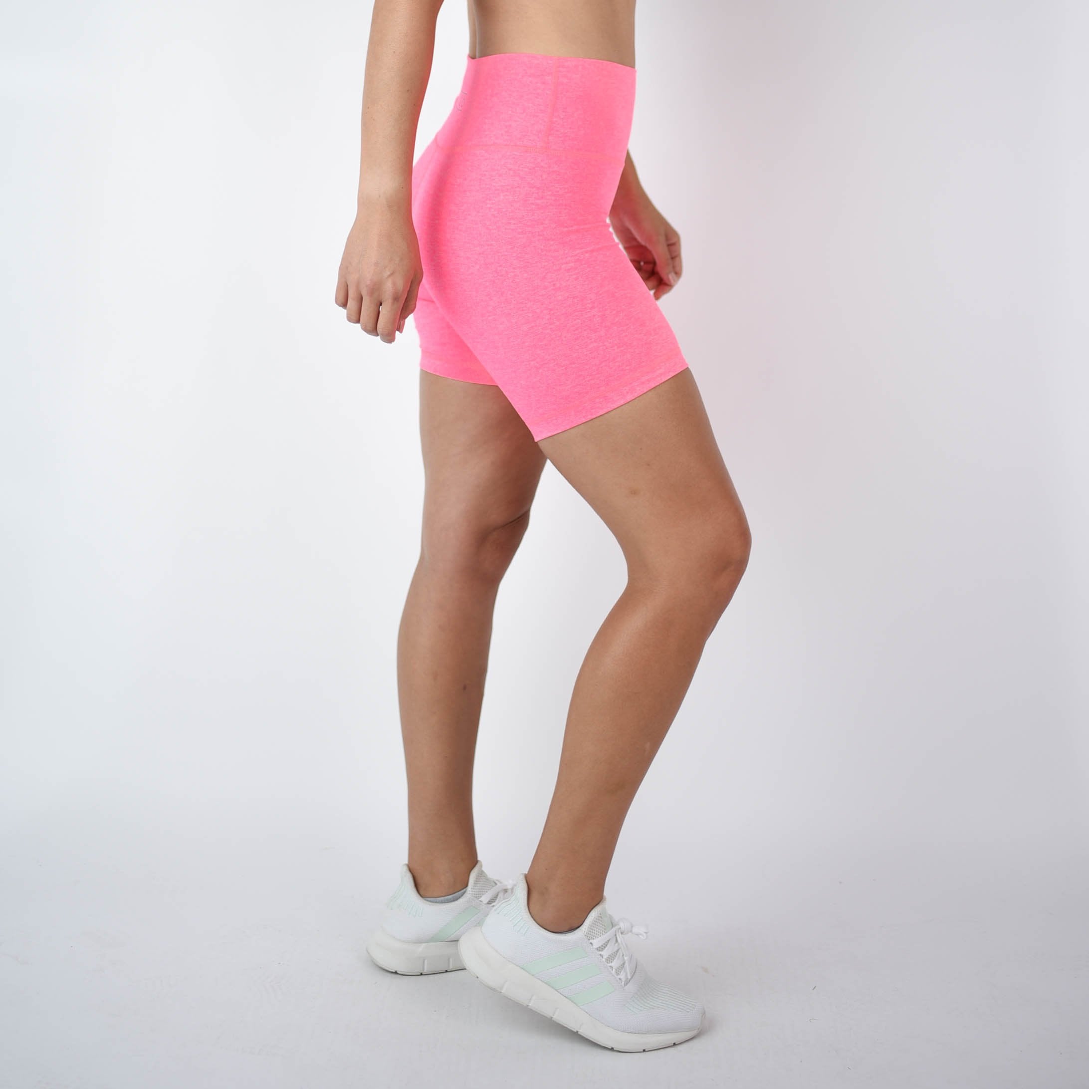 Heather Electric Pink Biker Shorts - 6" Inseam