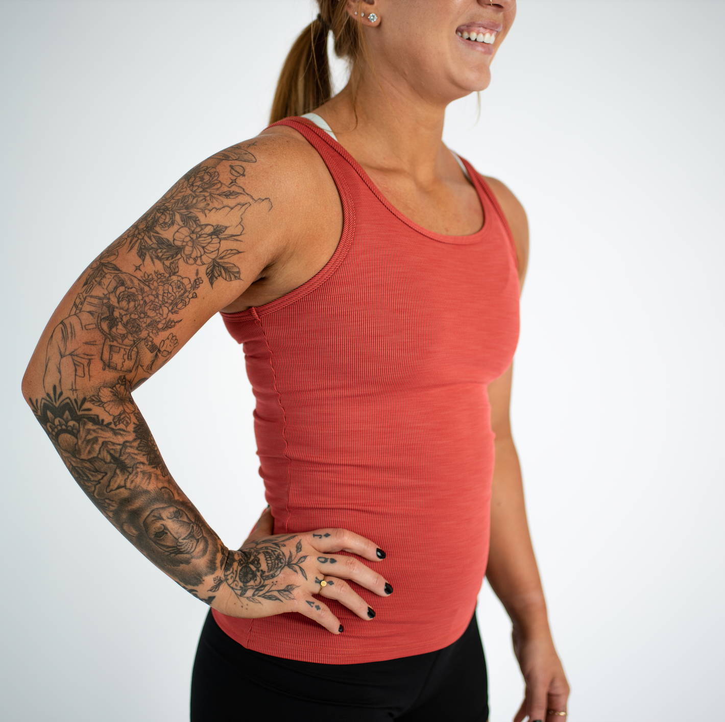 Low Back Tank - Cayenne Red Ribbed Breeze