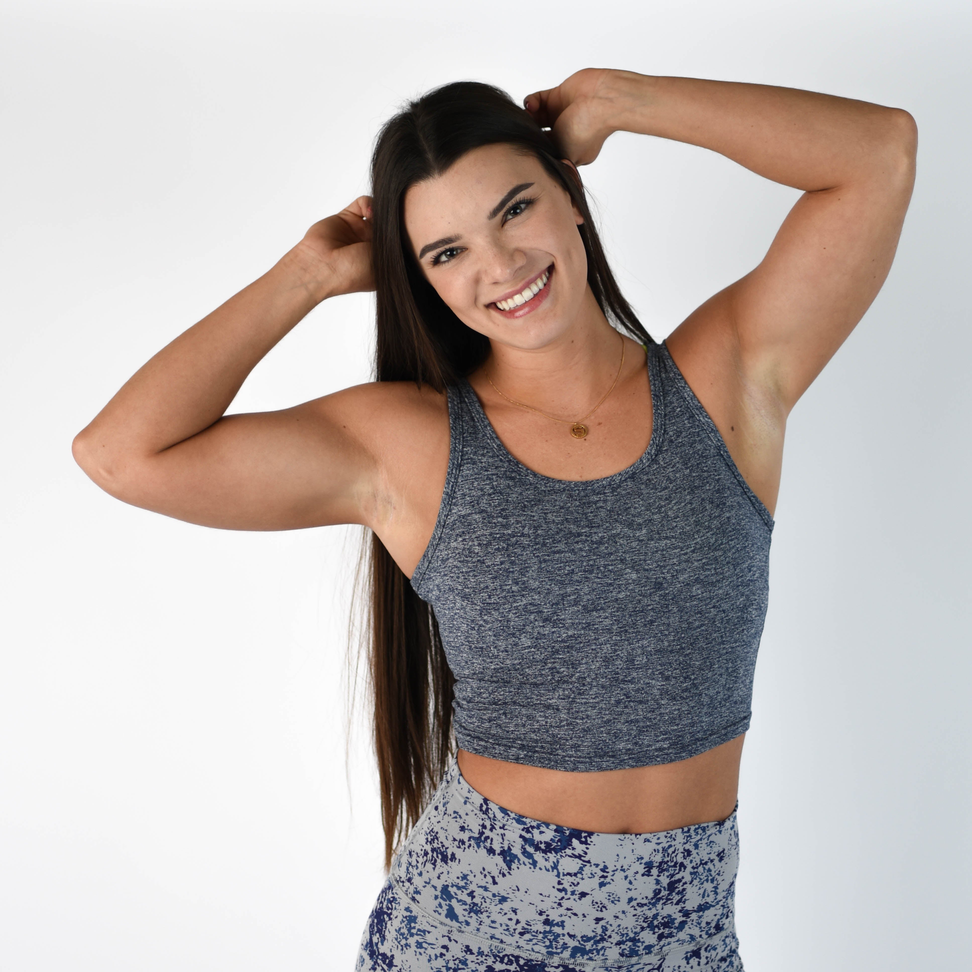 Low Back Crop Tank - Carbon Gray Breeze