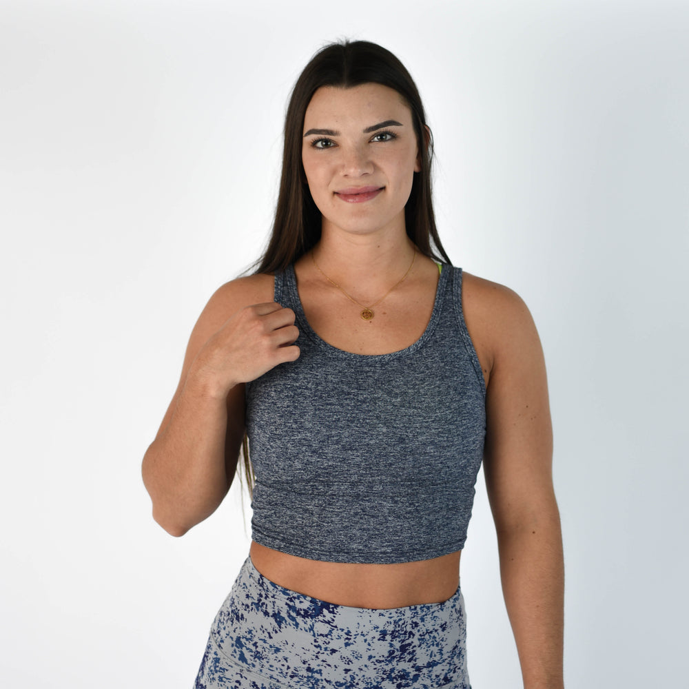 Low Back Crop Tank - Carbon Gray Breeze