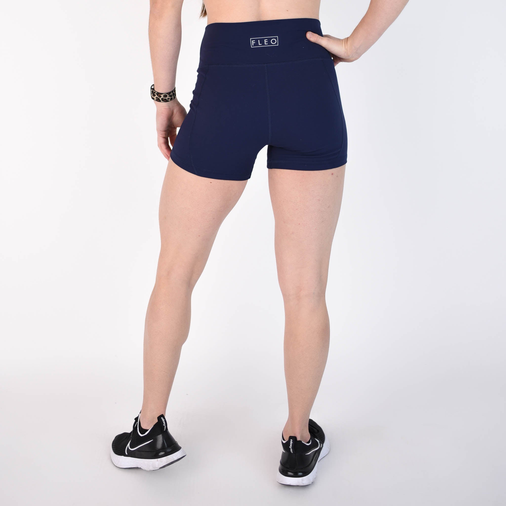 Classic Navy High Rise Spandex Shorts