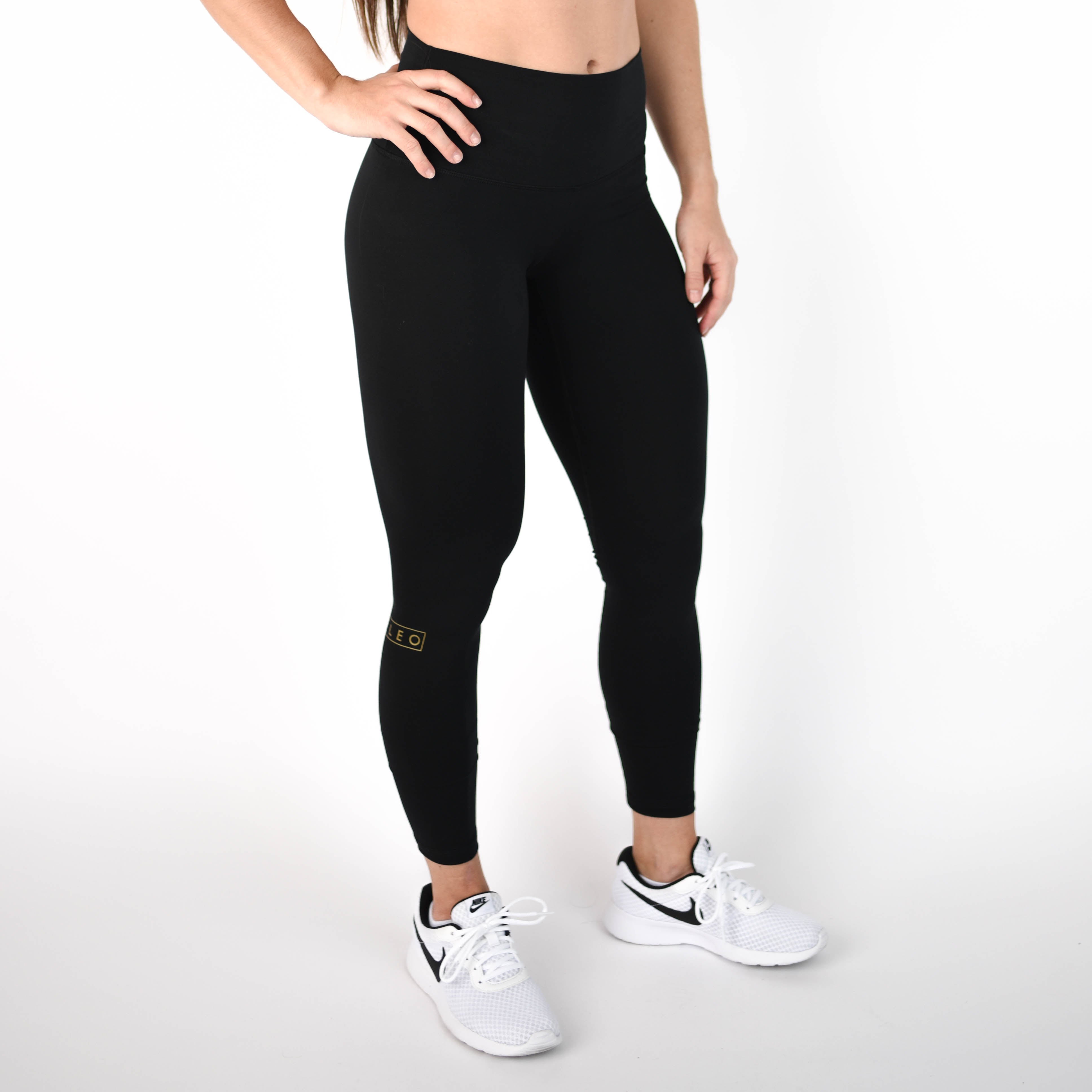 Gold on Black Full Length Leggings - El Toro in Bounce by FLEO