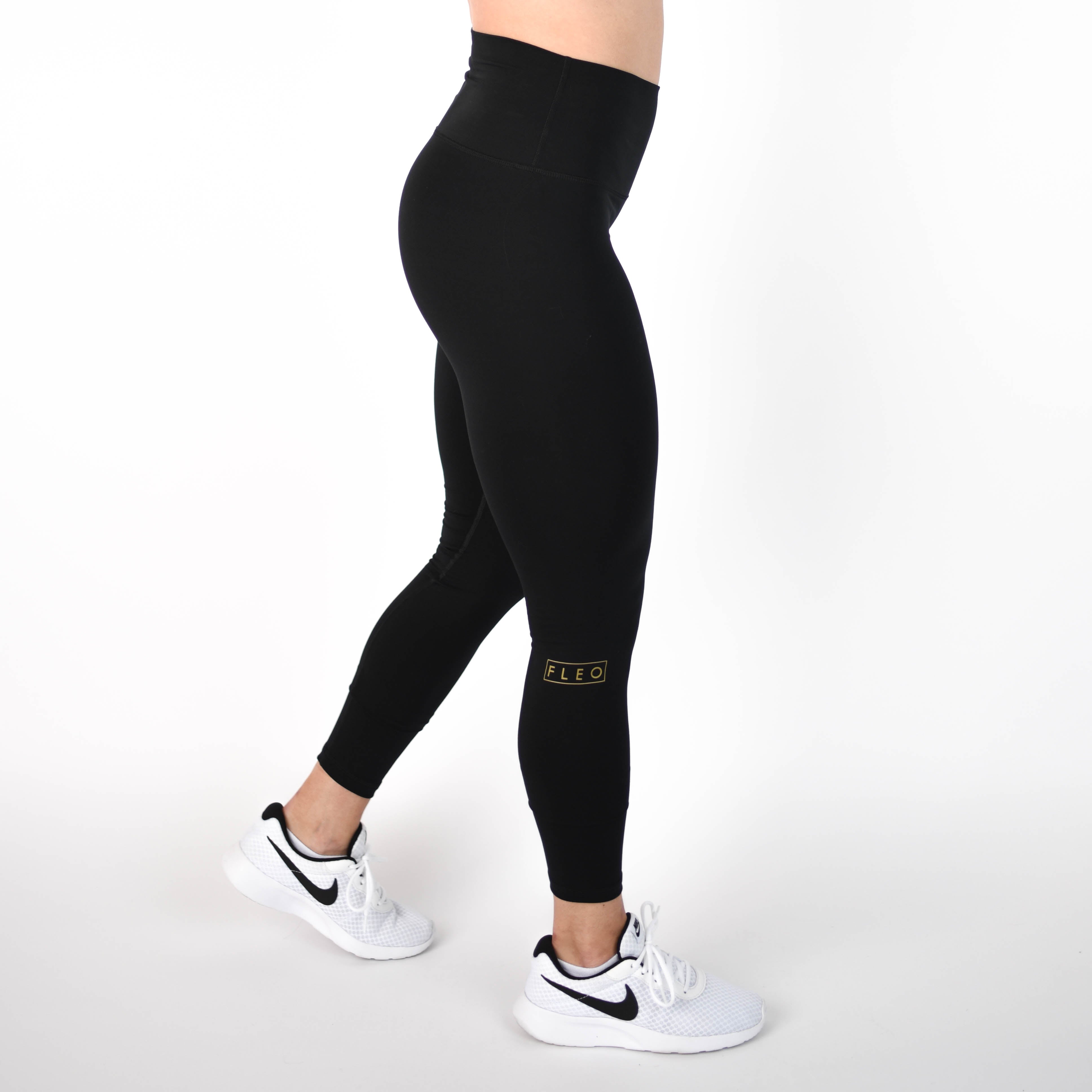 Gold on Black Full Length Leggings - El Toro in Bounce by FLEO