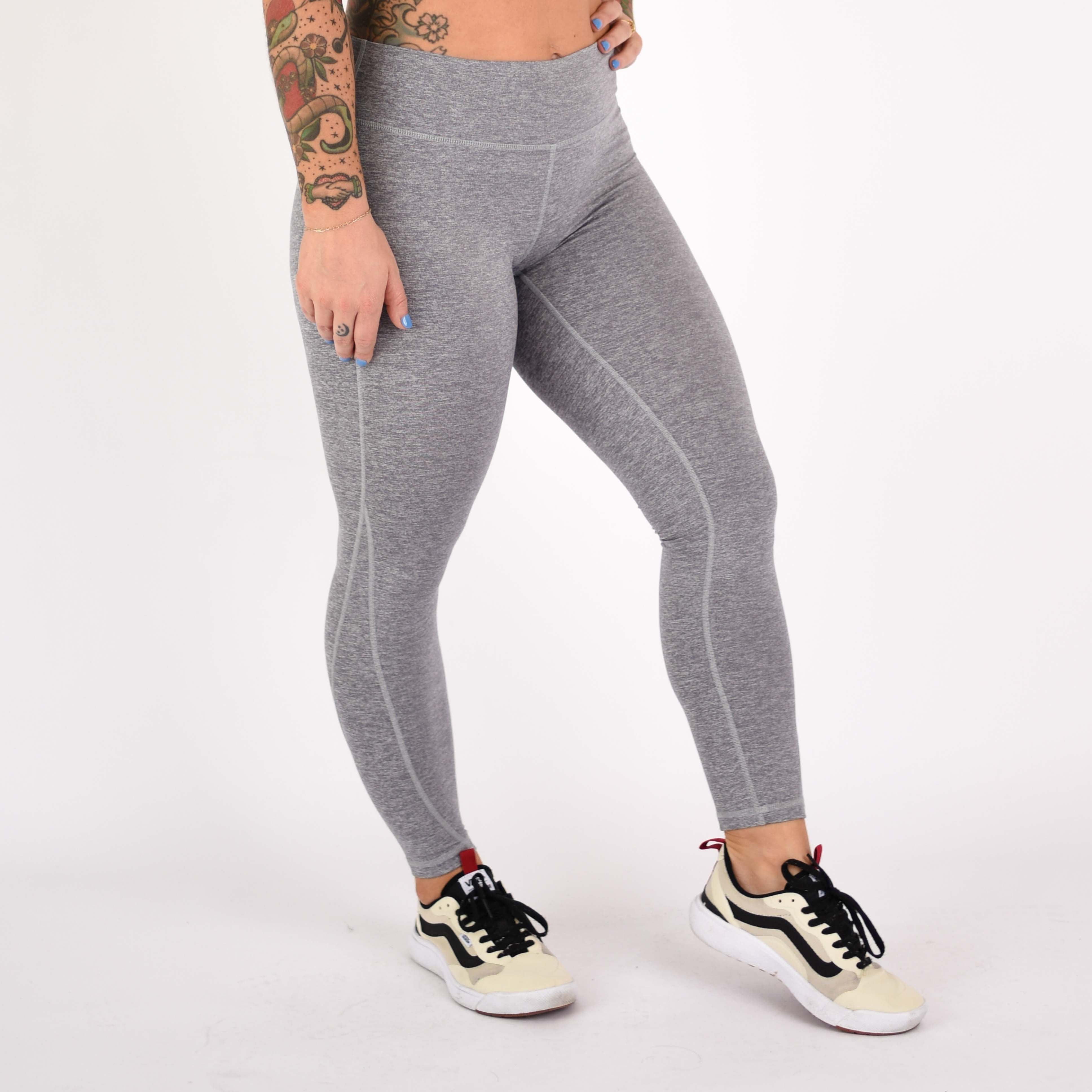 Heather Silver Gray Leggings - Apex - Bounce Fabric