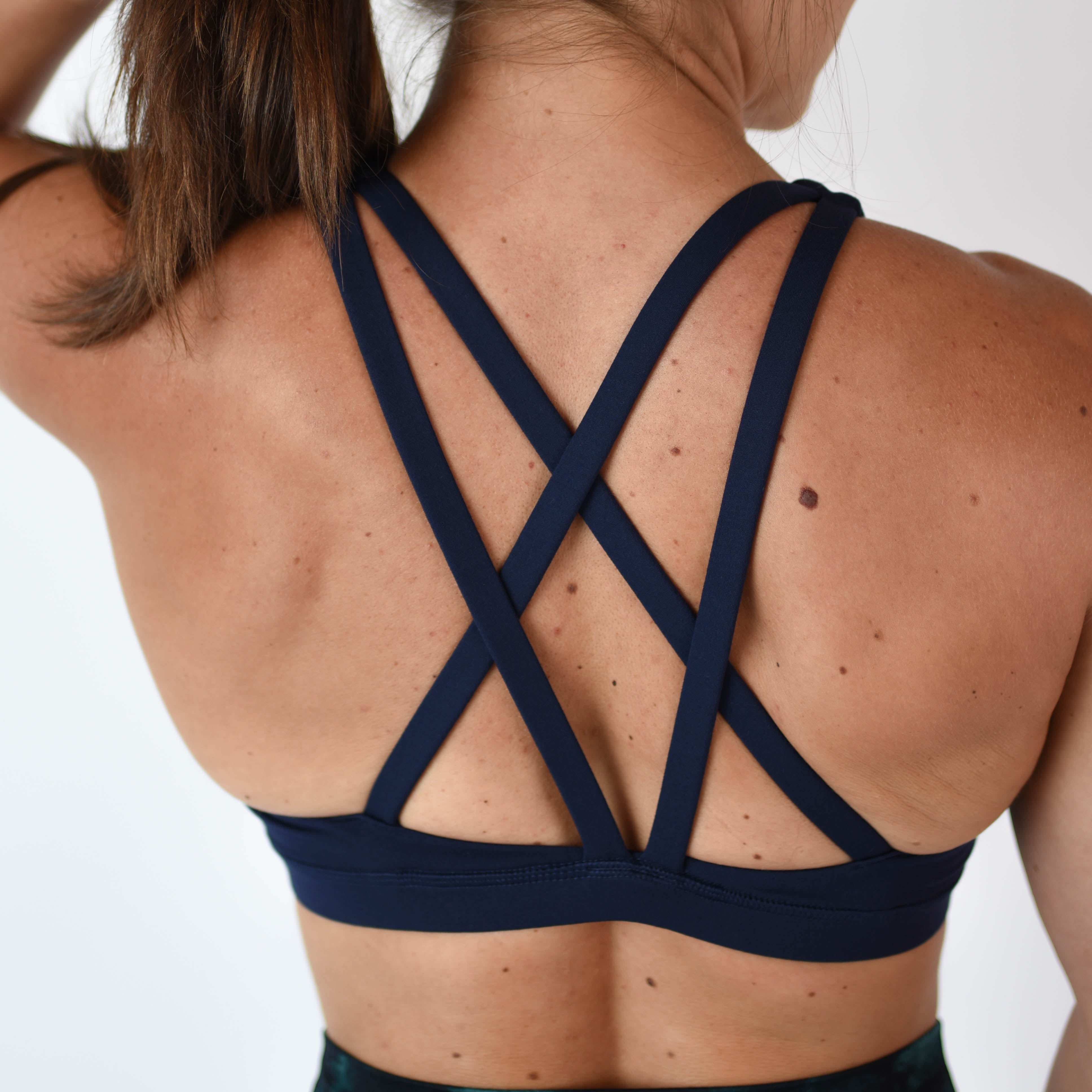 Navy Scoop Neck Sports Bra - Isla 