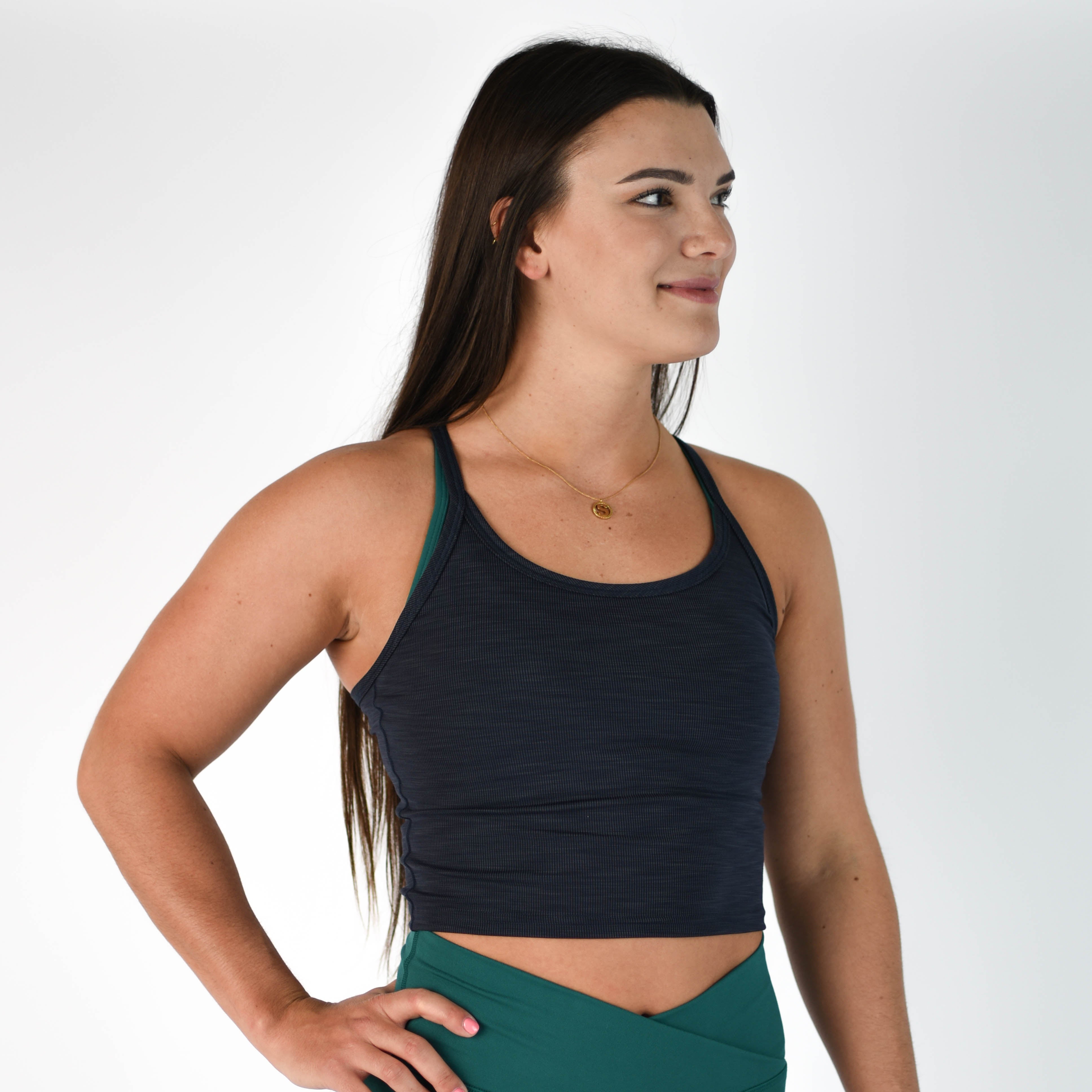 Navy Rib Crop Tank - Switch Up