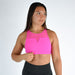 Pink High Neck Mesh Sports Bra - Maeve