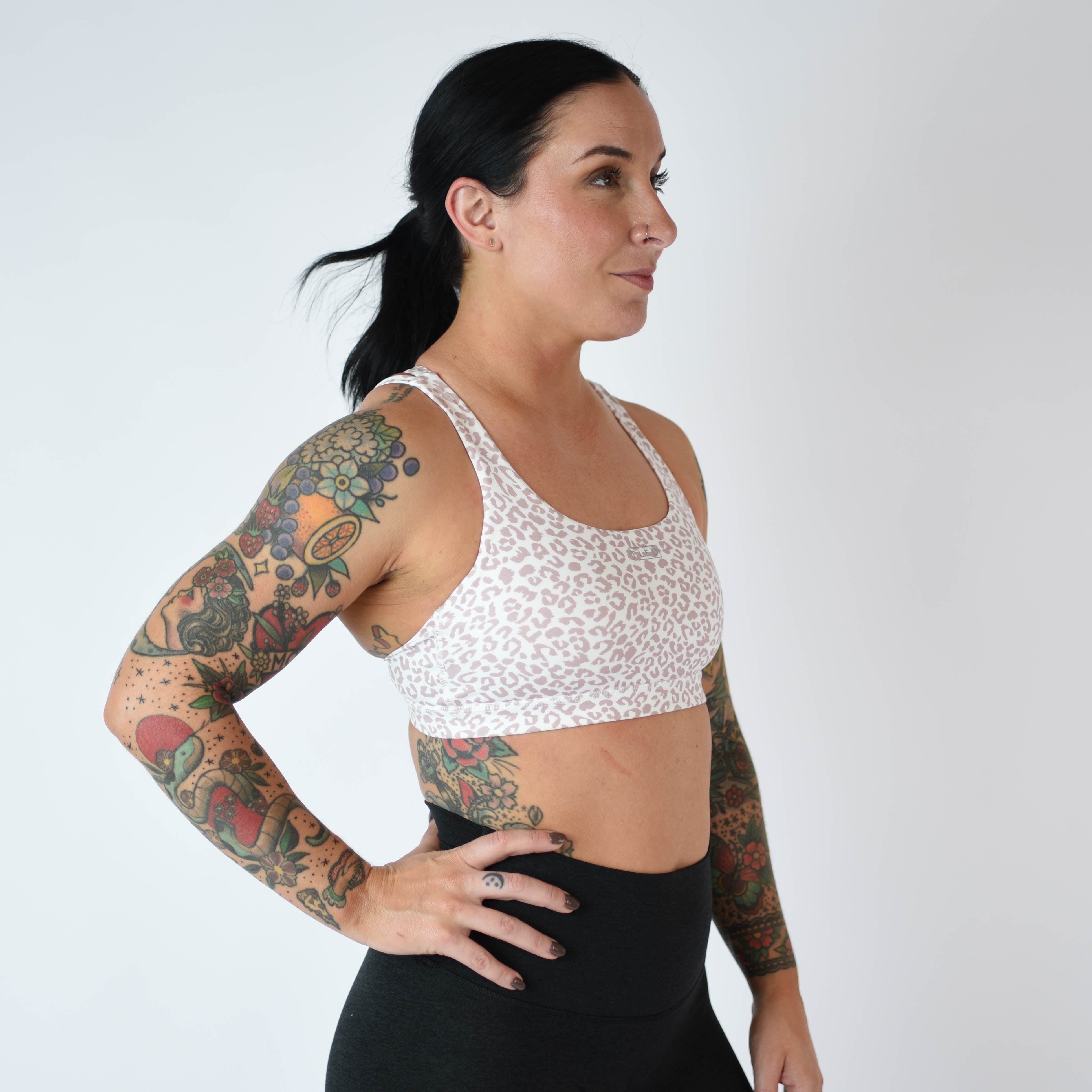 Leopard Scoop Neck Sports Bra - Isla