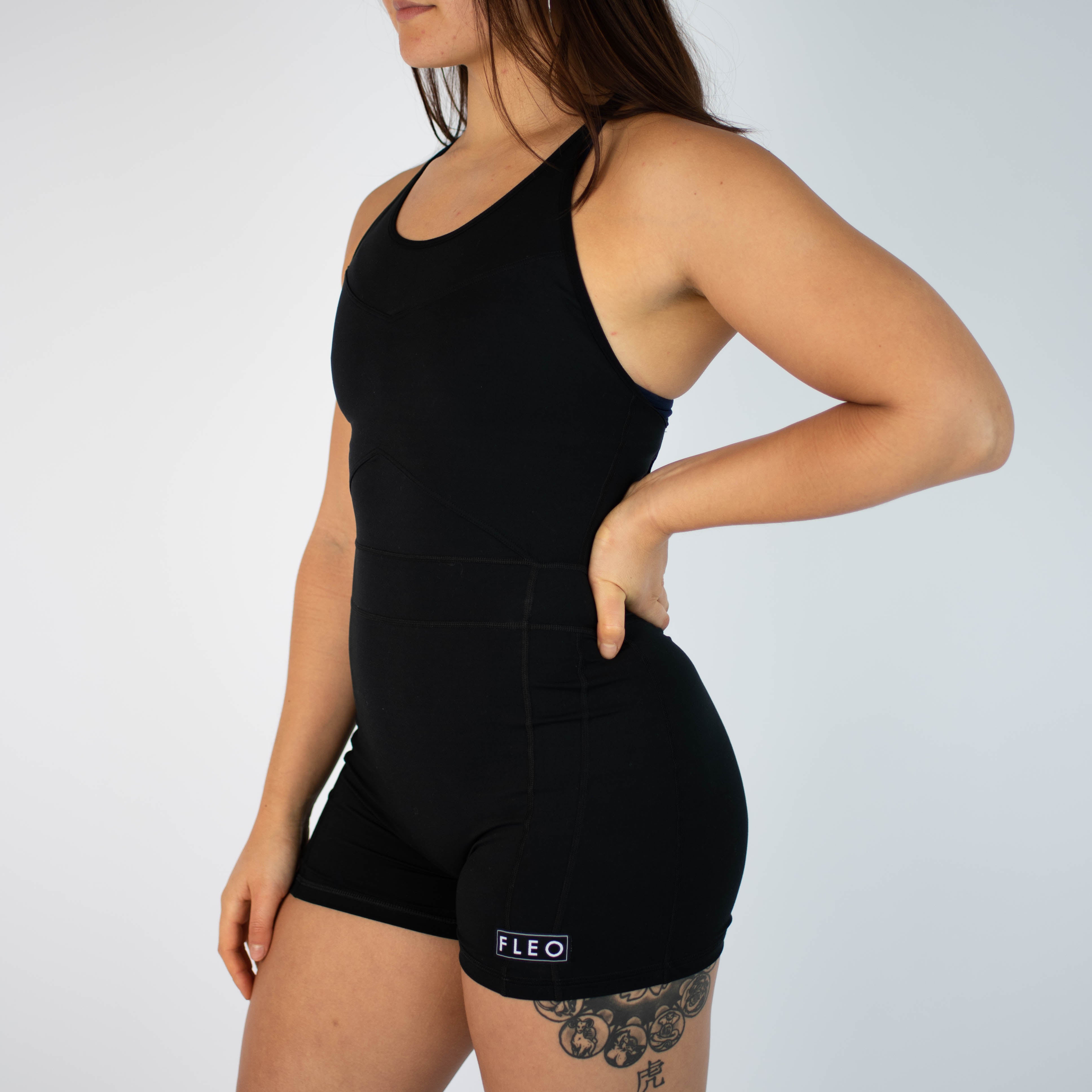 Women's Singlet in Black for Powerlifting and Olympic Lifting