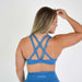 Heather Blue Scoop Neck Athletic Sports Bra - Isla in Skydiver