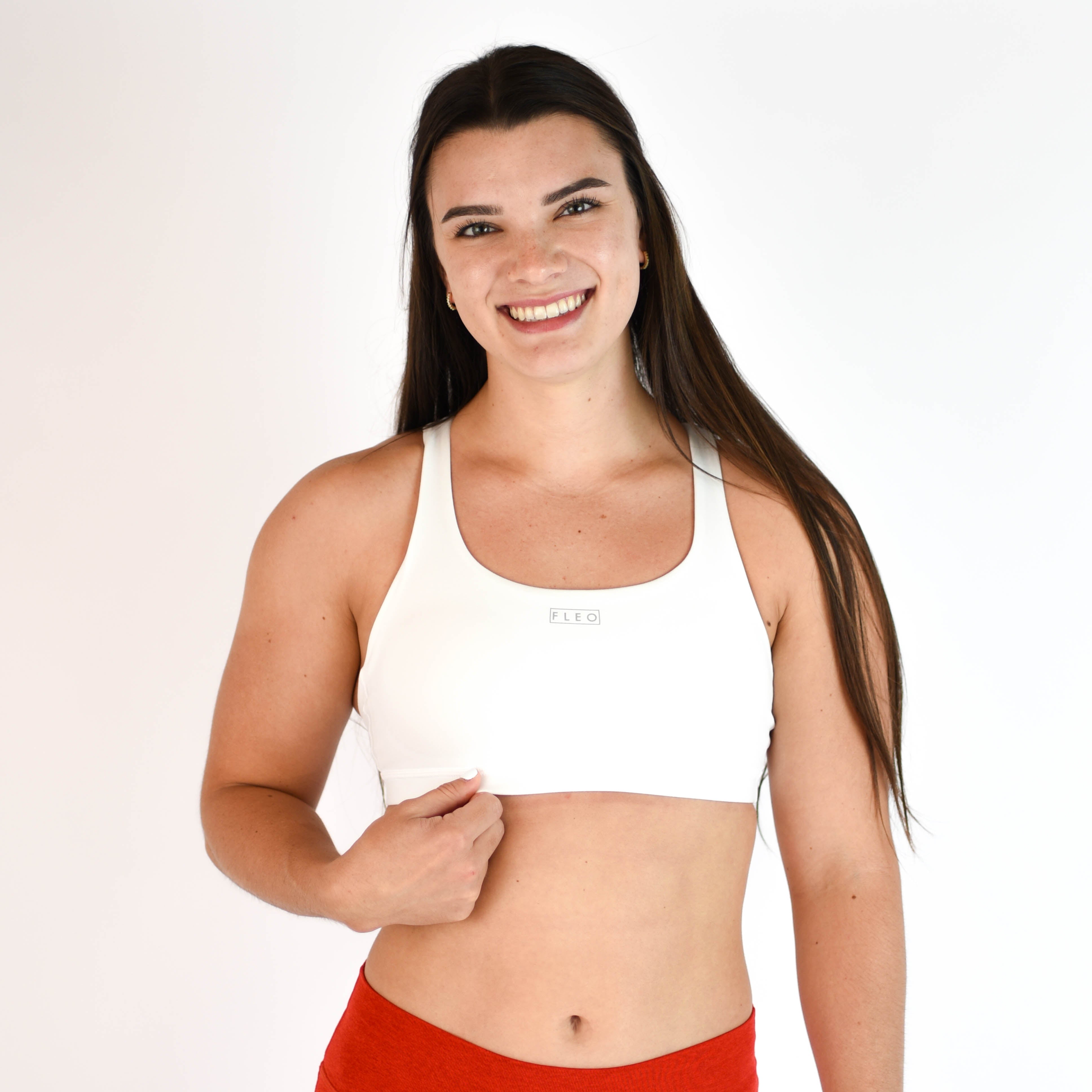 White Scoop Neck Sports Bra - Isla