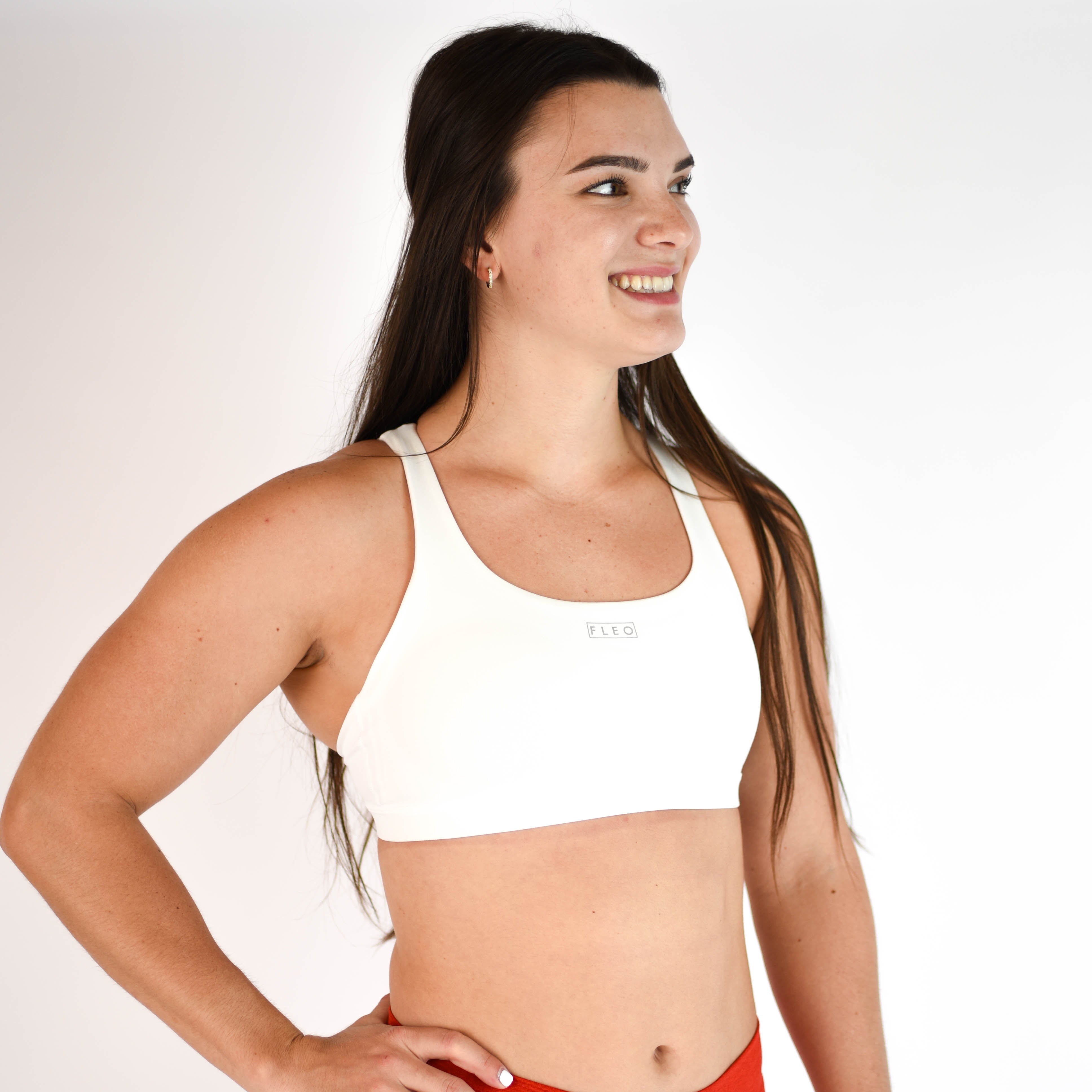 White Scoop Neck Sports Bra - Isla