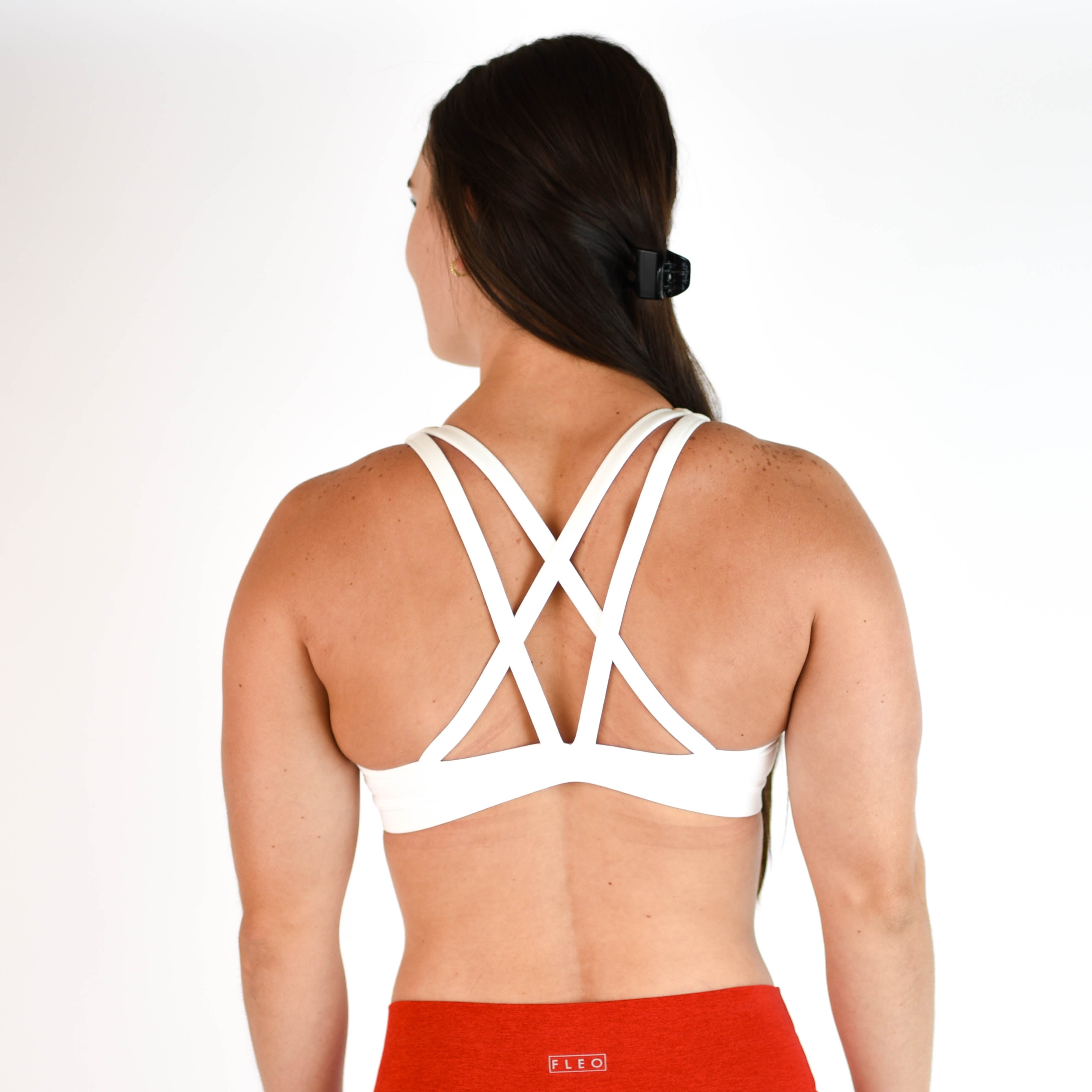 White Scoop Neck Sports Bra - Isla